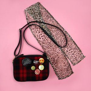 Accessories Plaid Crossbody Purse Leopard Scarf